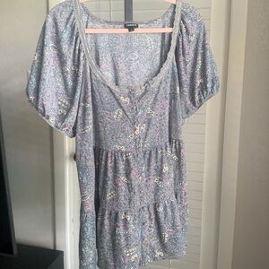 Torrid babydoll ruffled floral butterfly lace trim short sleeve shirt top 2X